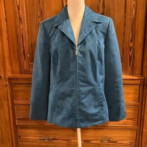 Evan Picone jacket blue faux suede 14